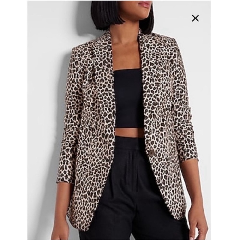 Express Leopard Single Breasted Relaxed Blazer Ja… - image 2